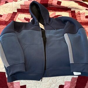 Tahari Men's Two-Tone Navy & Slate Blue Hooded Zip Jacket